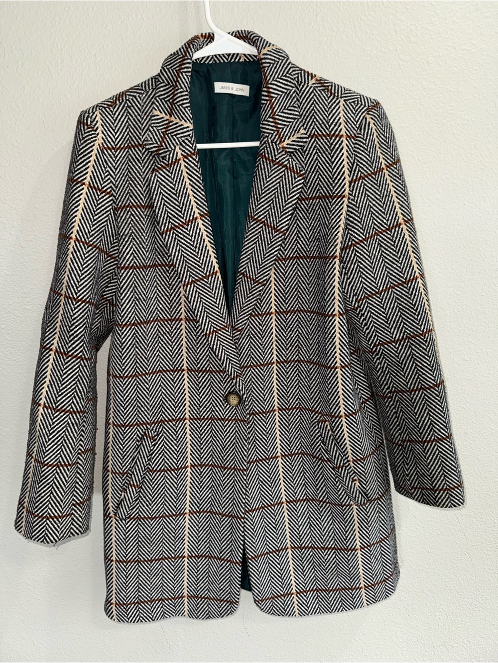 JANIS & JOHN herringbone plaid pattern blazer